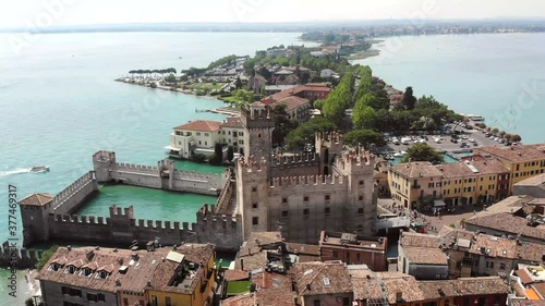 Aerial View of Scaliger Castle, City and Peninsula of Sirmione