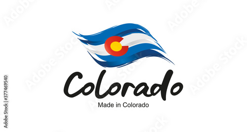 Made in Colorado handwritten flag ribbon typography lettering logo label banner