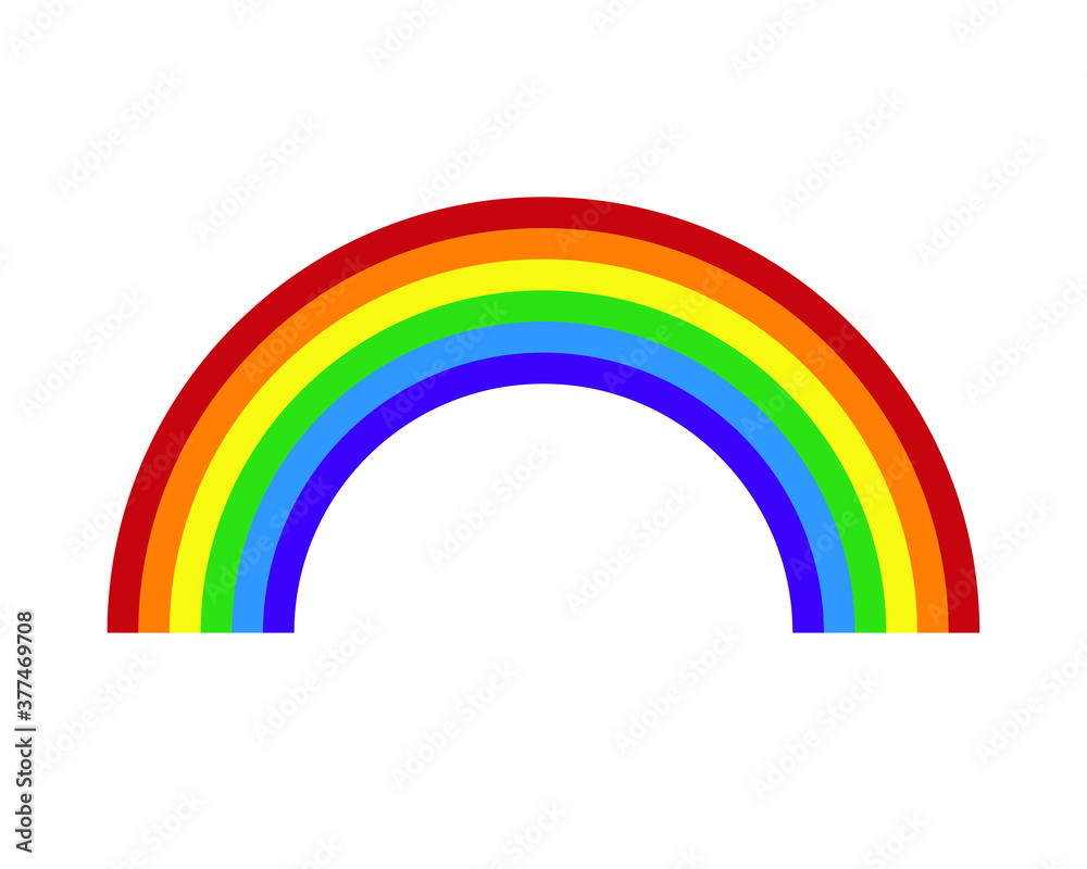 Rainbow arch vector icon. Decorative pattern weather symbol. Color spectrum stripe sign logo. Isolated on white background.