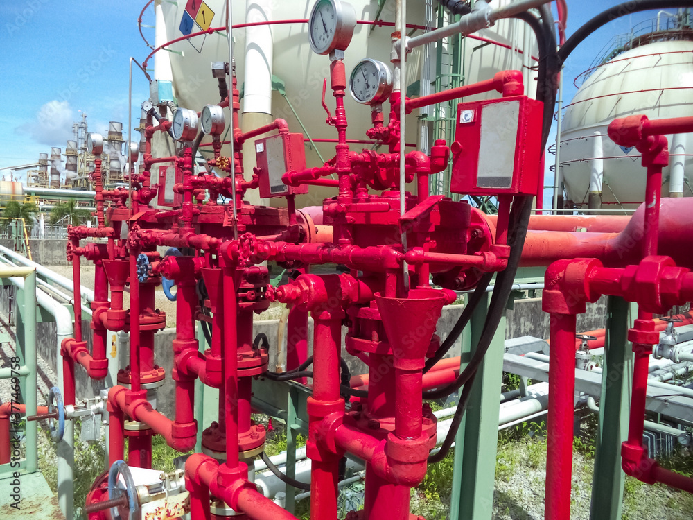 Fire sprinklers in a normal petrochemical plant
