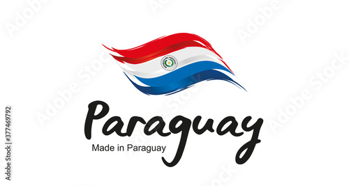 Made in Paraguay handwritten flag ribbon typography lettering logo label banner
