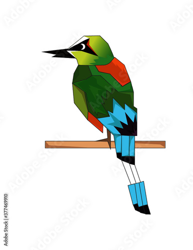 National Bird of El Salvador Torogoz, A green colorful little bird in a branch photo