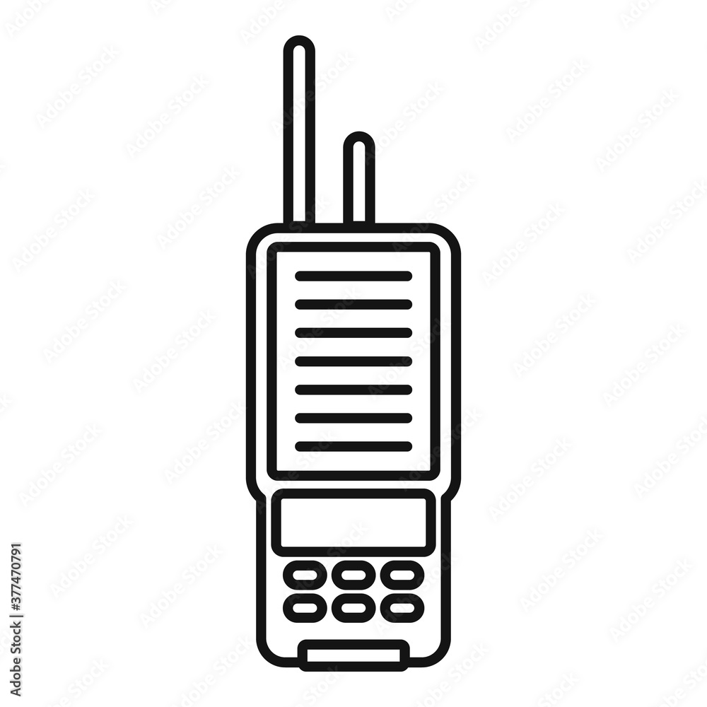 Walkie talkie transmitter icon. Outline walkie talkie transmitter vector icon for web design isolated on white background Walkie talkie transmitter icon. Outline walkie talkie transmitter vector icon for web design isolated on white background