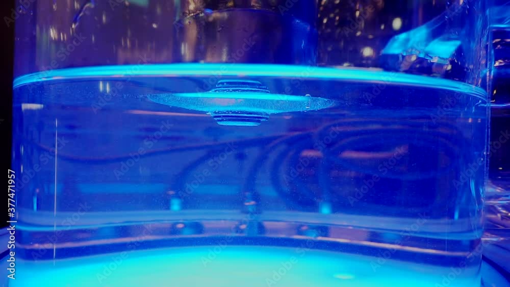 submersible float in a transparent glass tube filled with illuminated liquid submersible float in a transparent glass tube filled with illuminated liquid