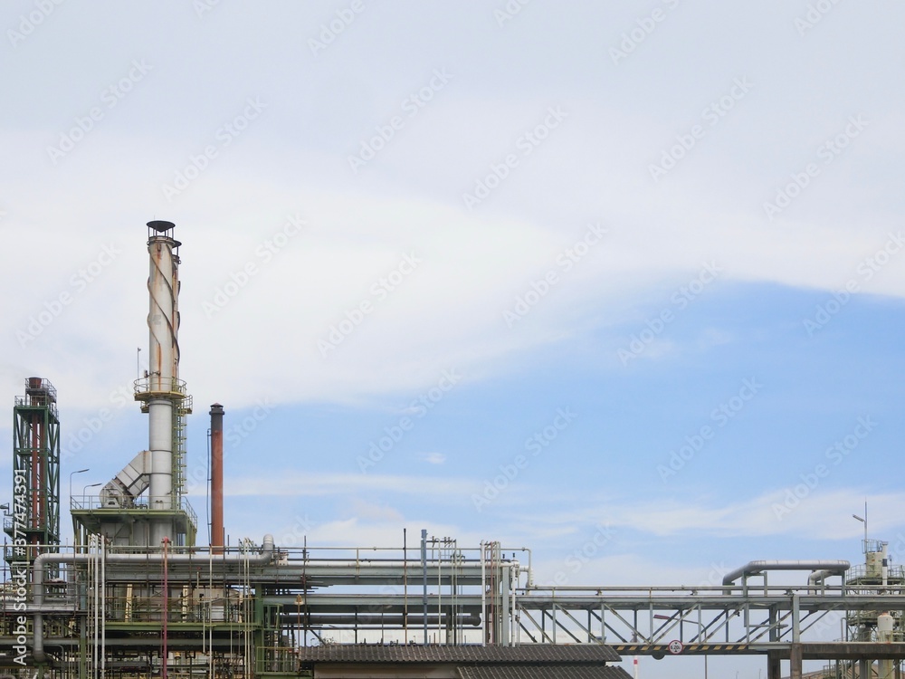 plant petrochemical In the daytime with copy space on top. plant petrochemical In the daytime with copy space on top.