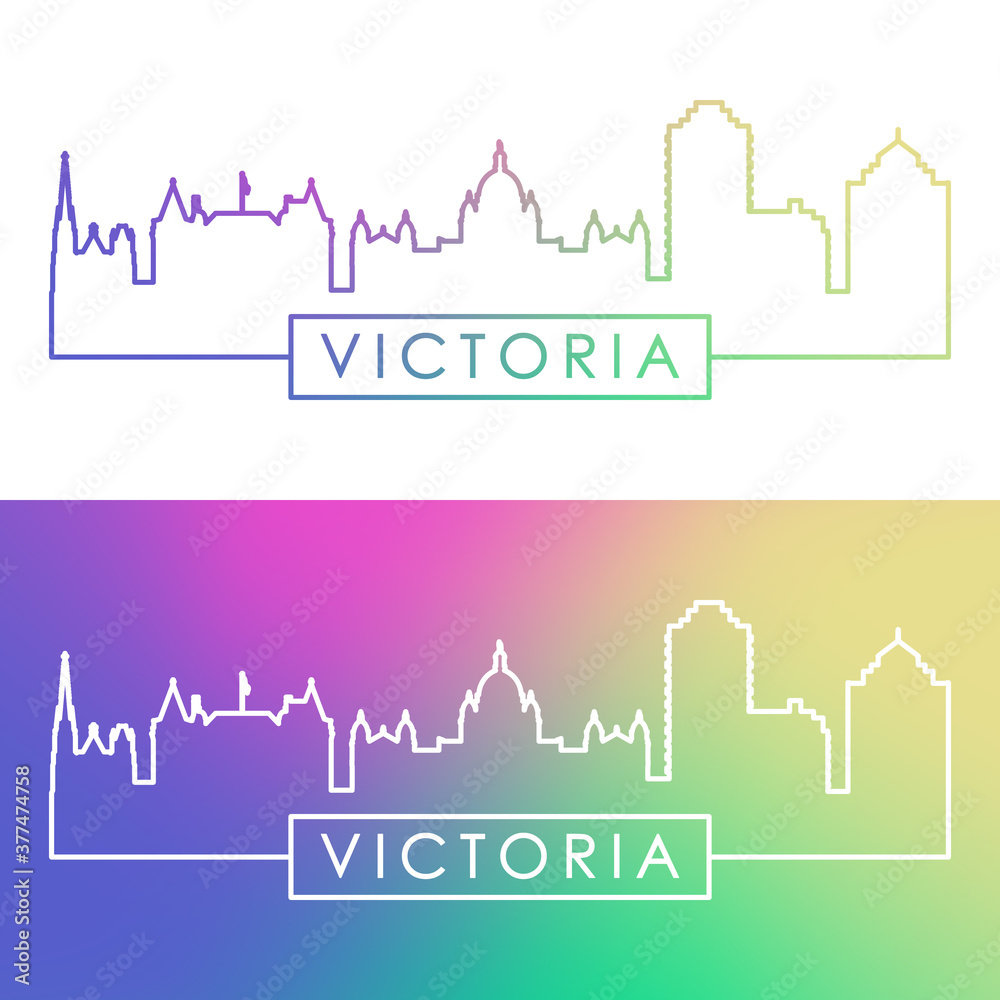 Victoria skyline. Colorful linear style. Editable vector file.
