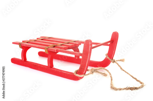 red sledge in studio