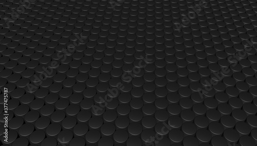 Abstract black cylinders pattern background. Geometric cylinder shape random pattern. 3D rendered illustration. 