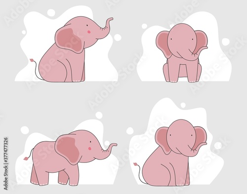 Vector set of cute isolated elephants © andin