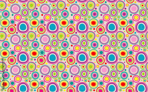 Abstract Seamless Pattern with Colorful Circles - Colored Repetitive Texture on Light Background, Vector Illustration