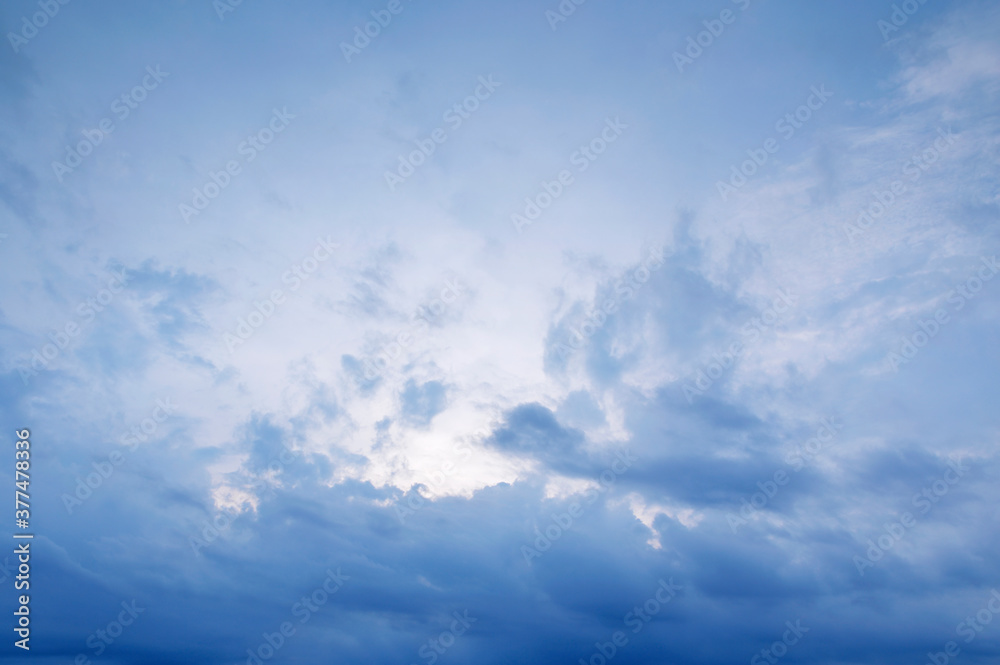 Beautiful sunset sky with clouds, Summer background