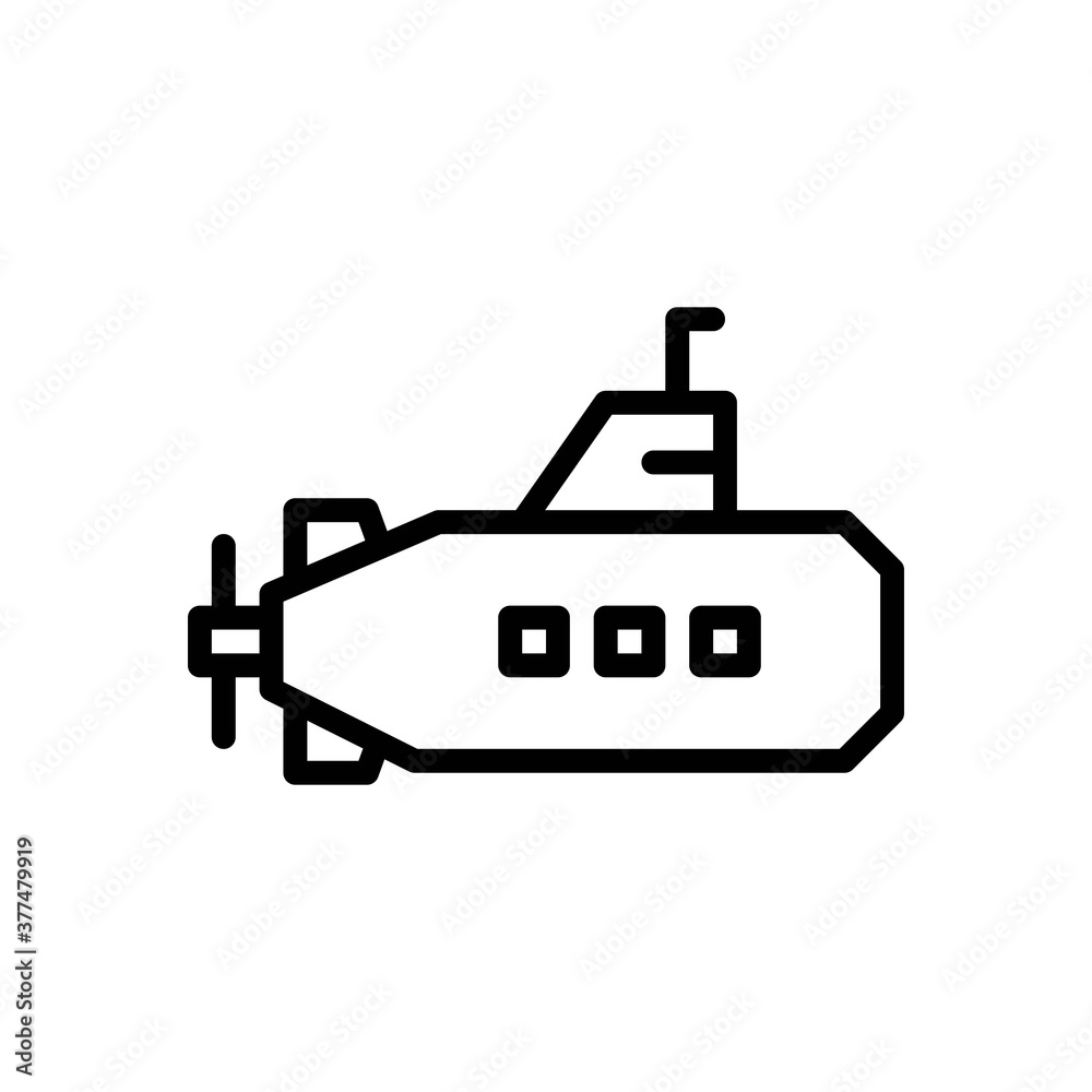 submarine icon in line style isolated on white background. EPS 10 submarine icon in line style isolated on white background. EPS 10