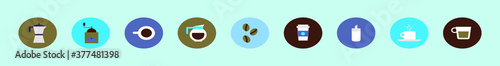 set of coffee element and icon design template with various models. vector illustration isolated on blue