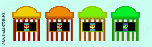 set of carnival fair vending booth cartoon icon design template with various models. vector illustration