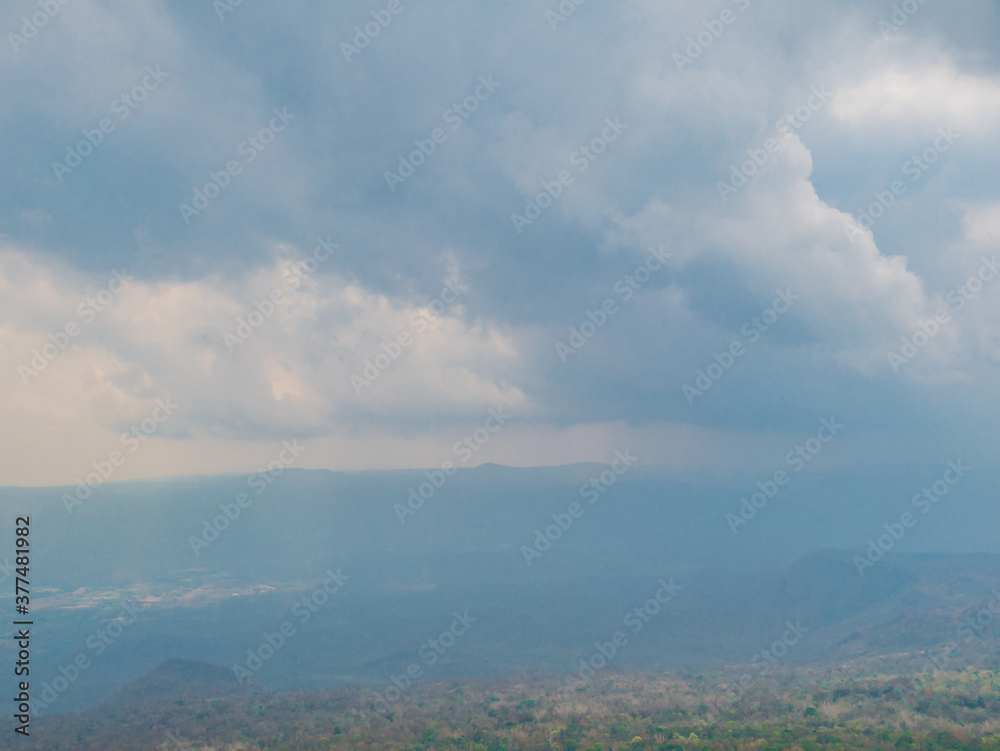 Beautiful scenery view from Phu Kradueng mountain national park in Loei City Thailand.Phu Kradueng mountain national park the famous Travel destination Beautiful scenery view from Phu Kradueng mountain national park in Loei City Thailand.Phu Kradueng mountain national park the famous Travel destination
