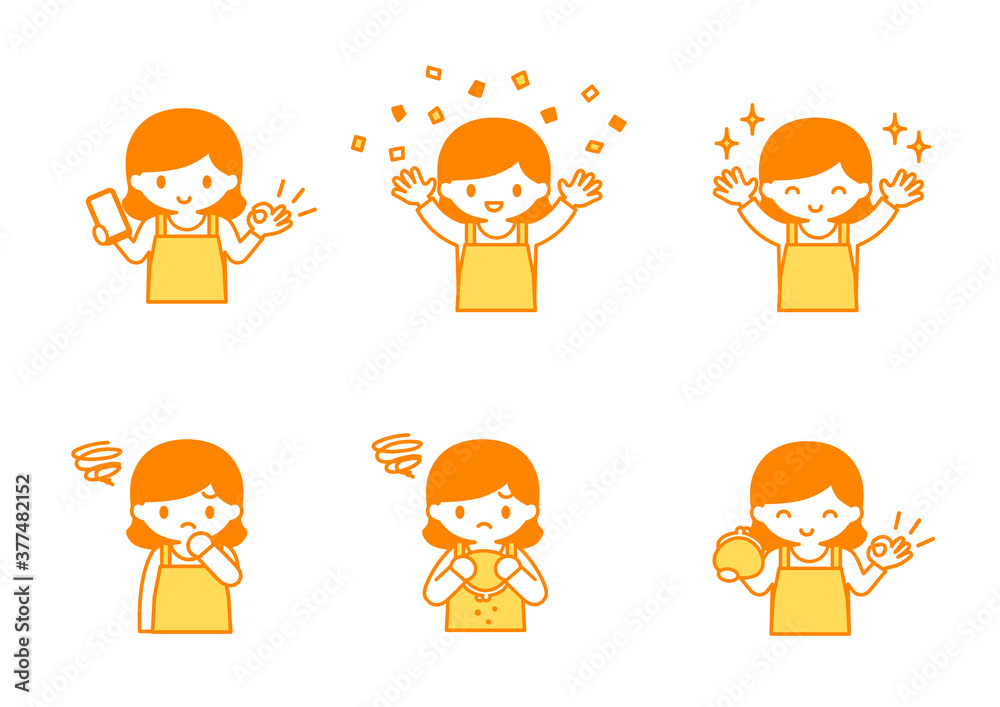 節約する主婦のシンプルなイラストセット黄色系 Stock Vector Adobe Stock 節約する主婦のシンプルなイラストセット黄色系 Stock Vector Adobe Stock