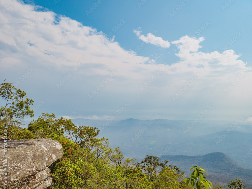 Beautiful scenery view from Phu Kradueng mountain national park in Loei City Thailand.Phu Kradueng mountain national park the famous Travel destination Beautiful scenery view from Phu Kradueng mountain national park in Loei City Thailand.Phu Kradueng mountain national park the famous Travel destination