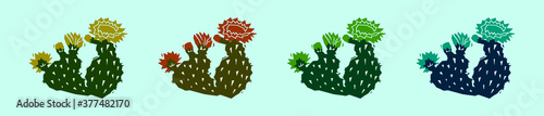 set of cactuses cartoon icon design template with various models. vector illustration