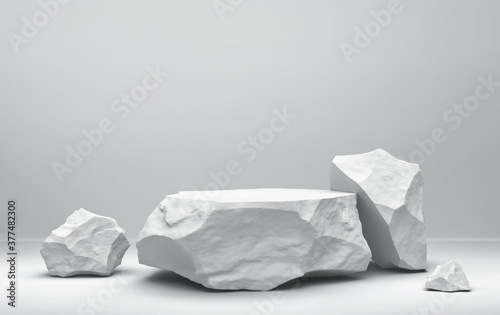Сomposition of white stones. Background for product presentation