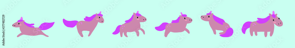 Obraz premium set of unicorn cartoon icon design template with various models. vector illustration