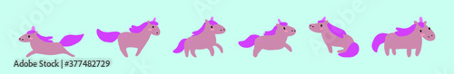 set of unicorn cartoon icon design template with various models. vector illustration