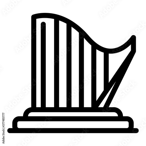 Ancient harp icon. Outline ancient harp vector icon for web design isolated on white background