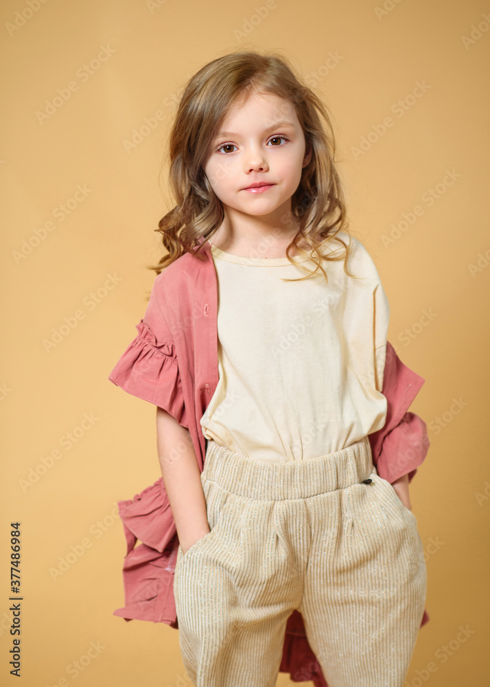 portrait of little model girl in studio portrait of little model girl in studio