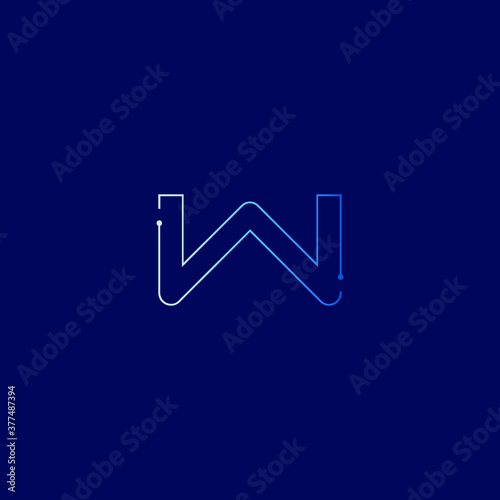 Abstract electronic tech circuit line technology w logo icon