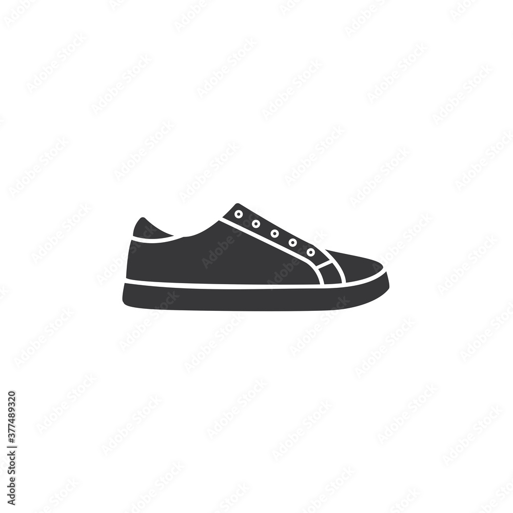Skateboard shoes black monochrome icon on isolated white background.  Scateboarding footwear simple flat symbol, sign, object, pictogram, ui  design vector element. Stock Vector | Adobe Stock