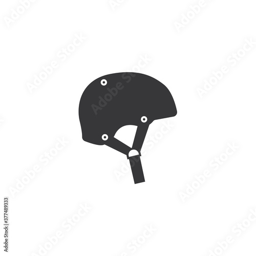 Skateboard, roller skating, cycling, scooter, longboarding, rollerblading helmet black monochrome icon on isolated white background. Skater head protective accessory.