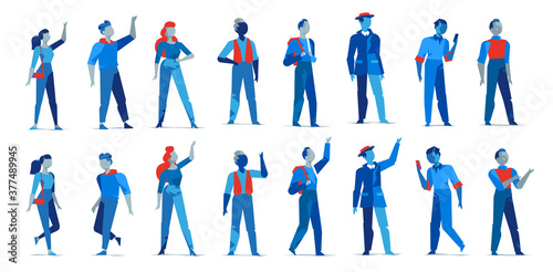 Collezione di personaggi maschili e femminili per l'animazione. Avatar donne e uomini in diverse posizioni isolati su fondo bianco photo