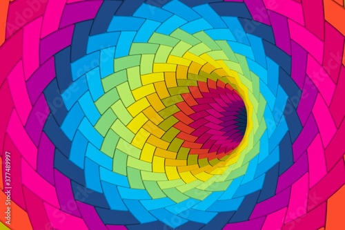 Multicolor black hole parquet texture background 3D illustration