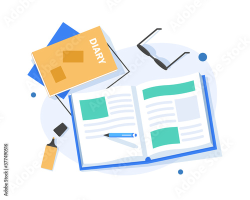 Take note of the diary,flat design icon vector illustration
