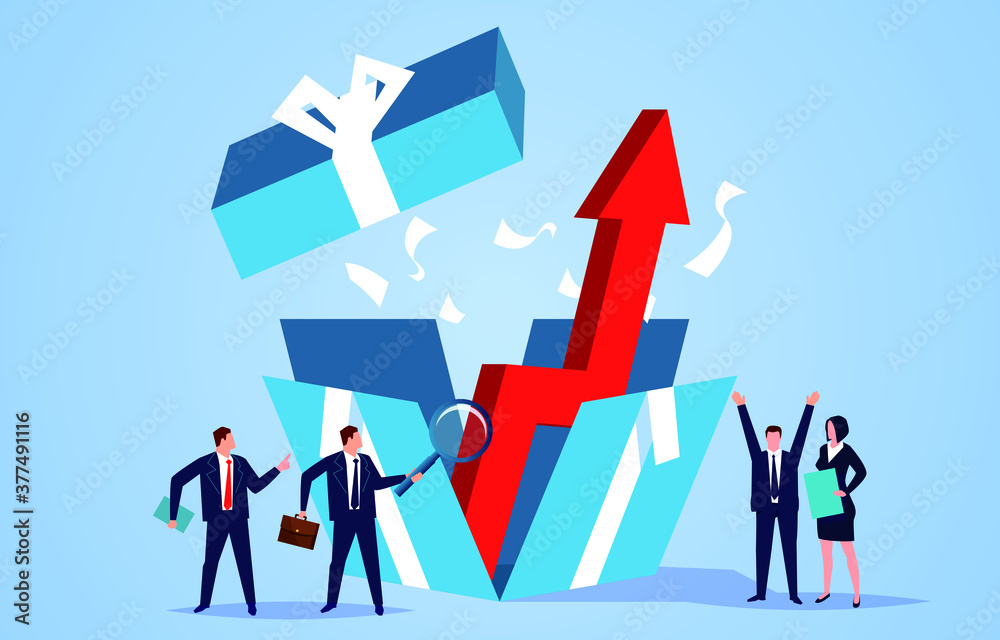 For the successful team, the arrow breaks through the box For the successful team, the arrow breaks through the box