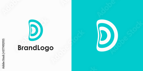 Abstract Initial Letter D Logo. Blue and White Shape Double Lines Origami Style isolated on Double Background. Usable for Business and Branding Logos. Flat Vector Logo Design Template Element.