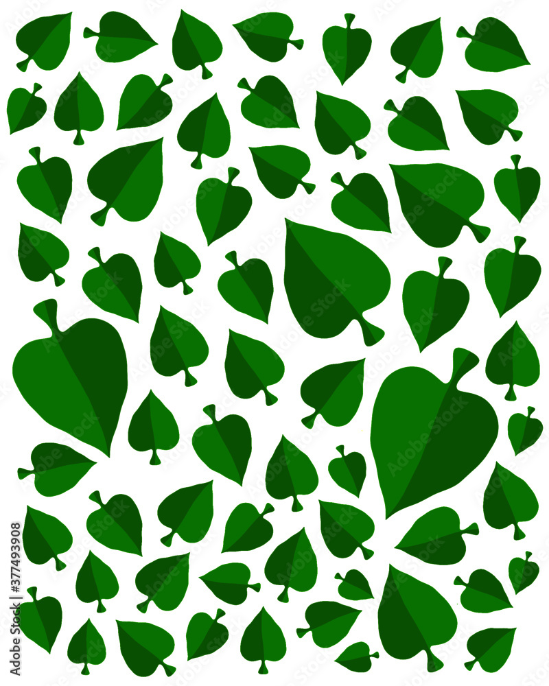 A simple green seamless ace of spades or ficus tree green leaves pattern on white background. Vector stock. A simple green seamless ace of spades or ficus tree green leaves pattern on white background. Vector stock.