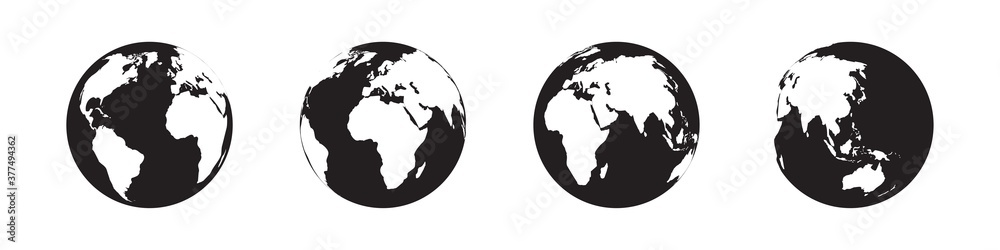 Planet Earth vector icons collection in simple design