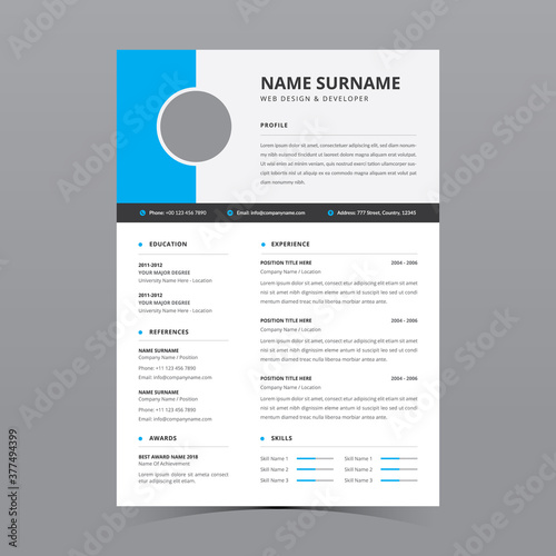 Professional Resume Template Vector Design