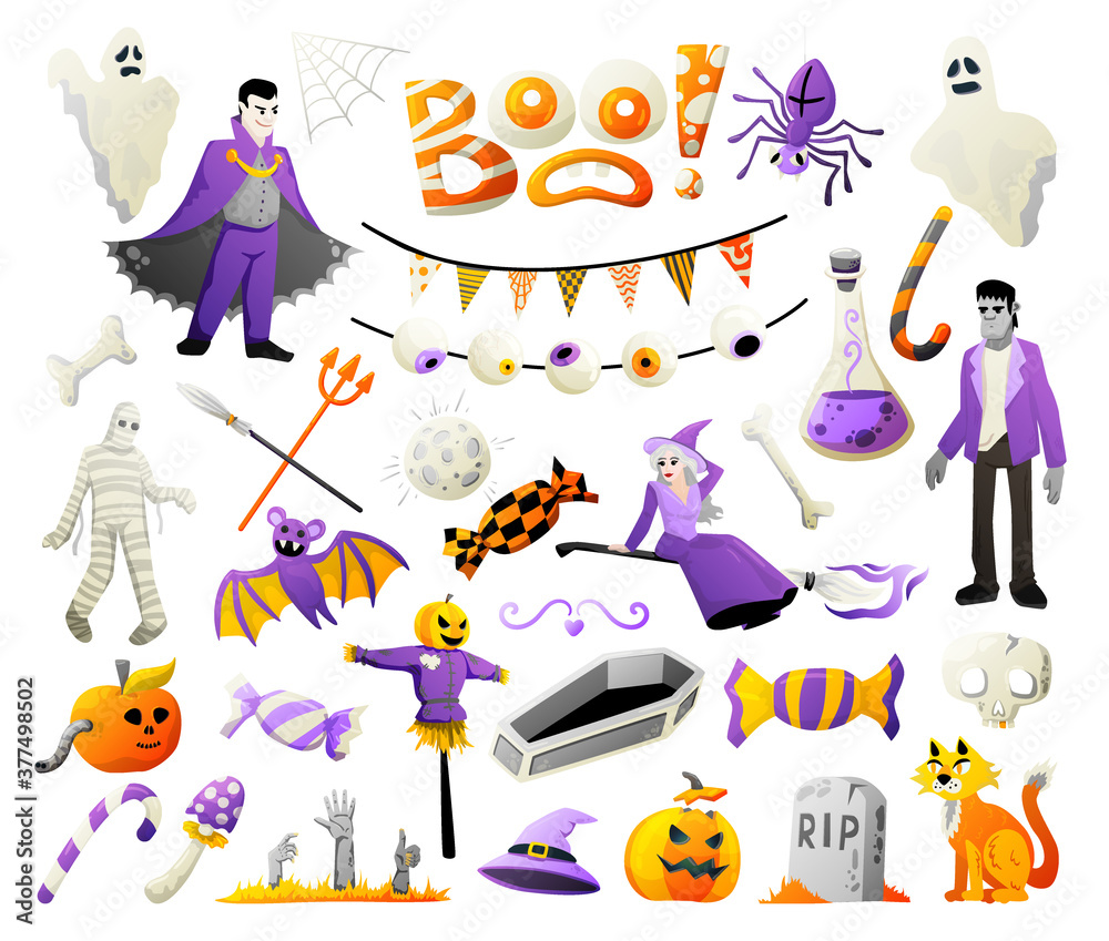 Fototapeta premium Halloween Big Scary Set 