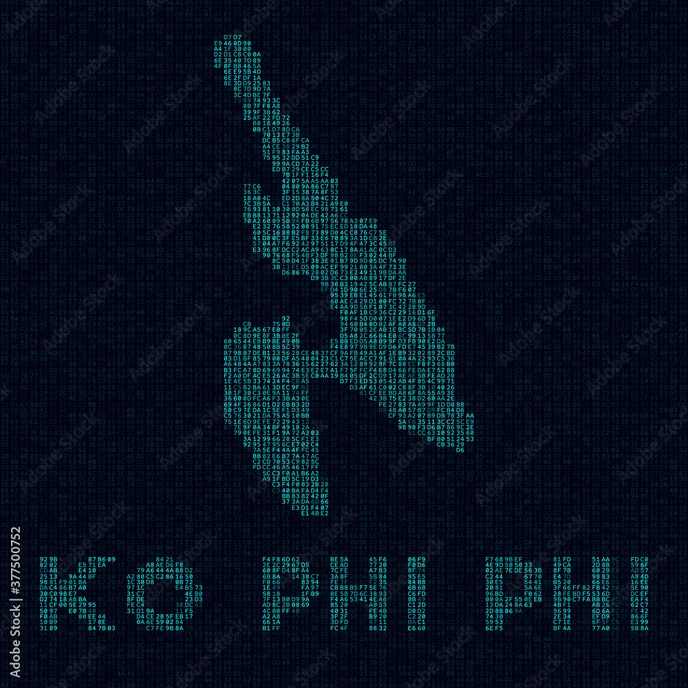 Ko Phi Phi tech map. Island symbol in digital style. Cyber map of Ko Phi Phi with island name. Cool vector illustration.