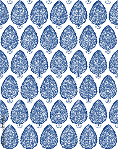 Seamless pattern with fantasy flowers tree, natural wallpaper, floral decoration curl illustration. Paisley print hand drawn elements. Home decor,textile