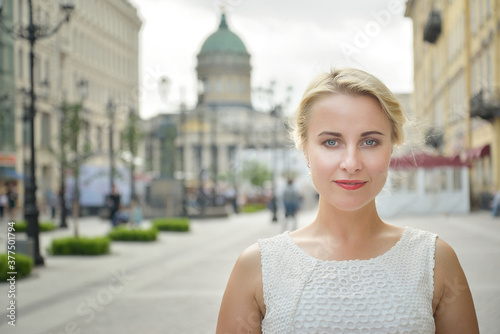 Portrait of a beautiful woman in St Pererburg city