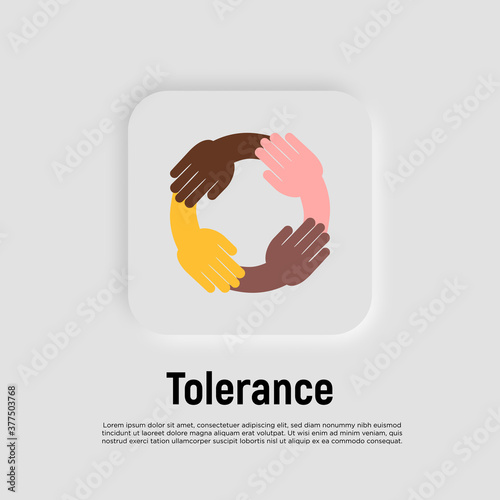 National tolerance flat icon. Multicultural cooperation, antiracism, integration in society. Vector illustration.