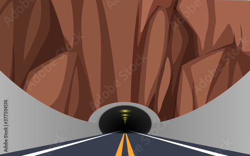 landscape of road in the tunnel on the mountain