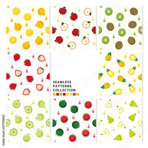 果物のシームレスパターンセット
