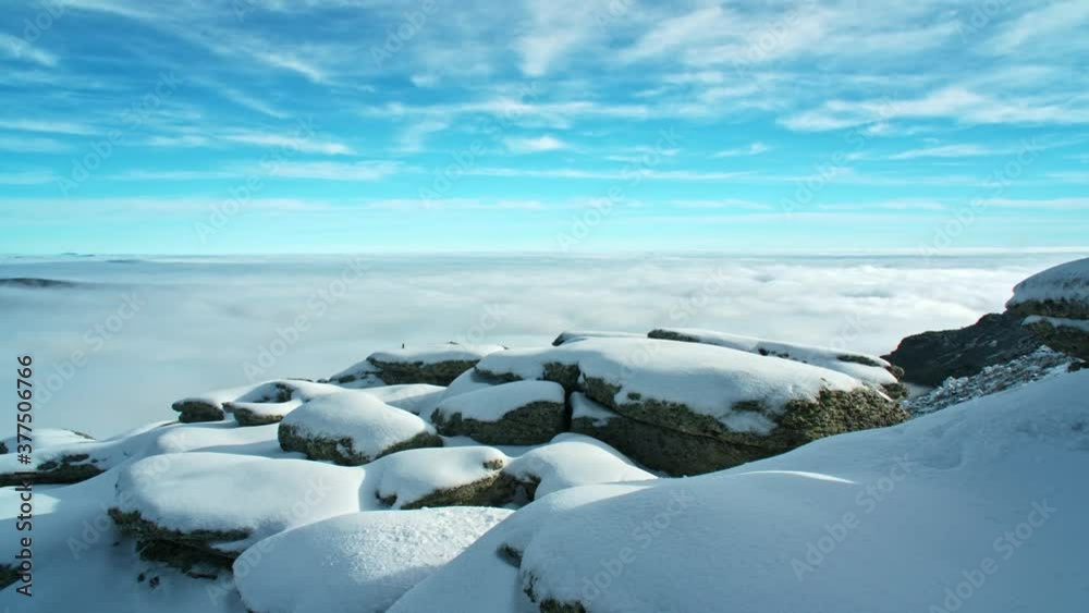 Two different layers of the sea of clouds. Time-lapse. Rolling clouds Two different layers of the sea of clouds. Time-lapse. Rolling clouds