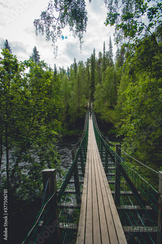 hanging bridge across river in Finland