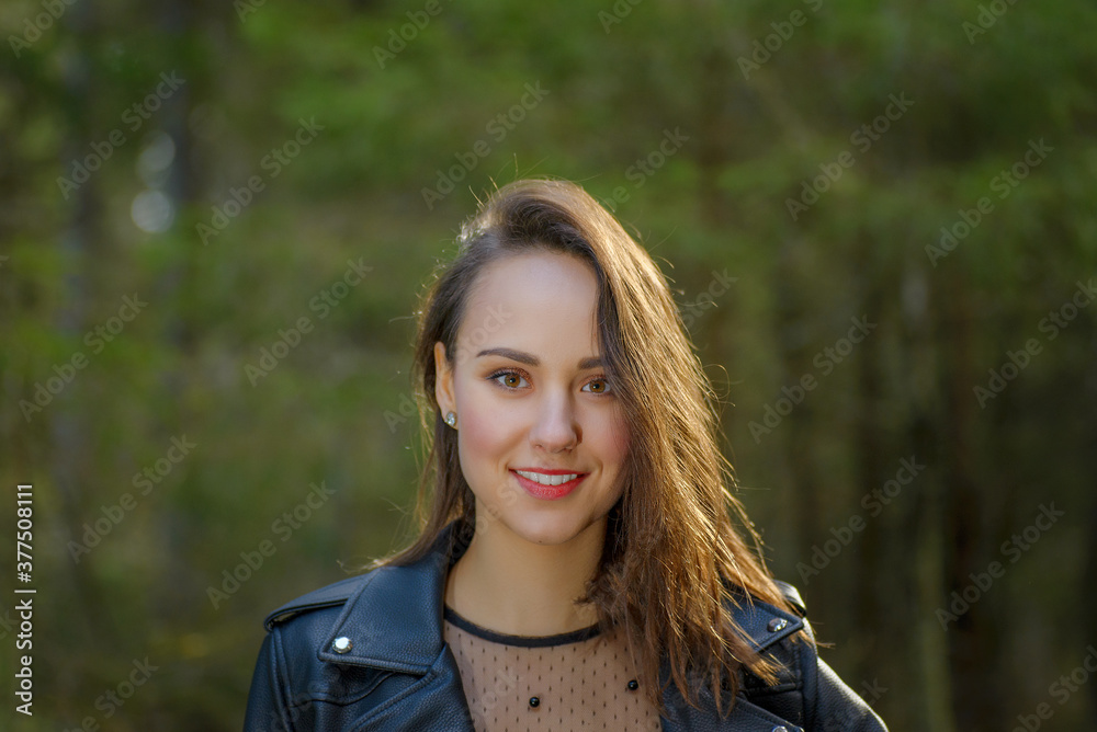 Outdoor fashion photo of young beautiful lady in a birch forest. Outdoor fashion photo of young beautiful lady in a birch forest.