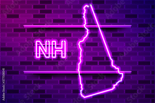 New Hampshire US state glowing purple neon lamp sign