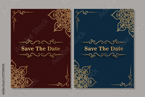 Luxury vintage golden vector invitation card template